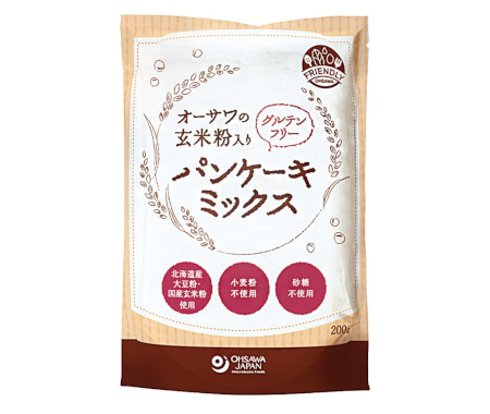 オーサワの玄米粉入りグルテンフリーパンケーキミックス【200g】